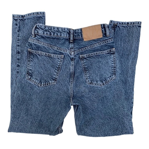 Zara sz 2 Mom-Fit High Waist Stonewash Blue Tapered Ankle Jeans Women's EUC - Picture 3 of 7